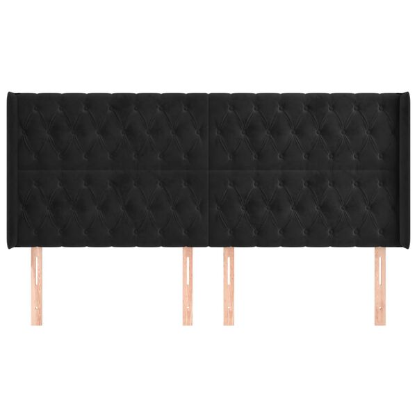 vidaXL Cabecero con orejas de terciopelo negro 183x16x118/128 cm