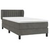 vidaXL Cama box spring con colch&oacute;n terciopelo gris oscuro 80x200 cm