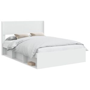 vidaXL Estructura de cama con almacenamiento y cabecero Blanco