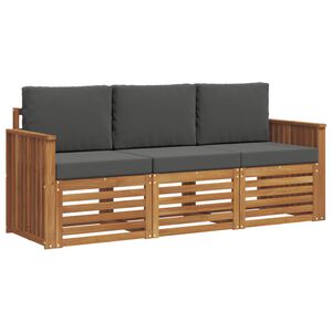 vidaXL Juegos de sof&aacute;s con coj&iacute;n 3 pcs Natural y Antracita