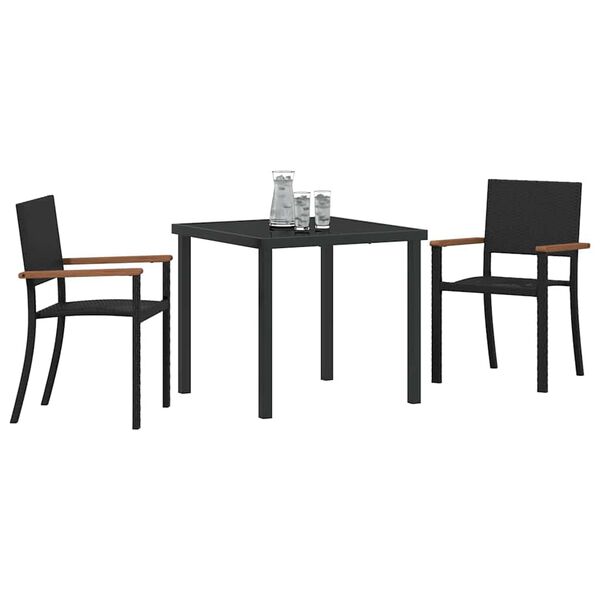vidaXL Conjunto de Comedor de Jard&iacute;n 3 pcs Negro