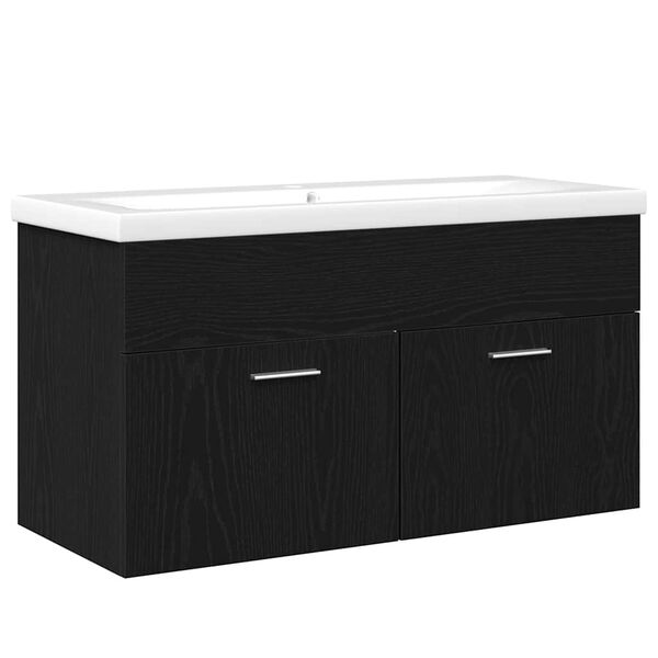 vidaXL Mueble de Cuarto de Ba&ntilde;o Roble Negro 90 x 38,5 x 46 cm