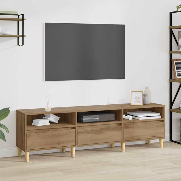 vidaXL Gabinete de TV con caj&oacute;n Roble artesanal 150 x 30 x 45 cm
