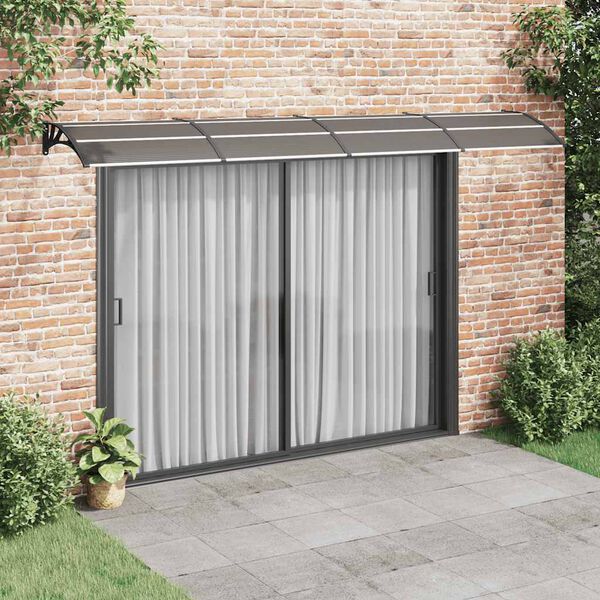 vidaXL Marquesina de puerta policarbonato negro 400x75 cm