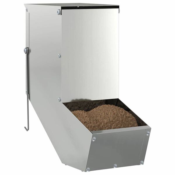 vidaXL Comedero para Conejos Plateado 12,5 x 26 x 28,5 cm
