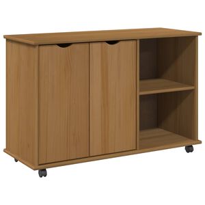 vidaXL Gabinete rodante con rueda Marr&oacute;n miel 100 x 39 x 65,5 cm