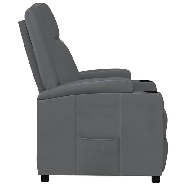 vidaXL Sill&oacute;n reclinable de cuero sint&eacute;tico gris antracita