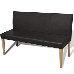 vidaXL Banco de cuero sint&eacute;tico 139,5 cm marr&oacute;n oscuro