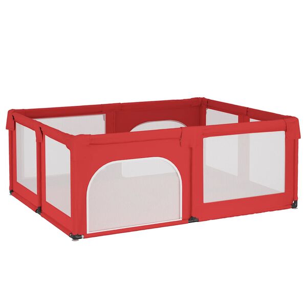 vidaXL Parque para beb&eacute;s con 2 puertas tela Oxford rojo