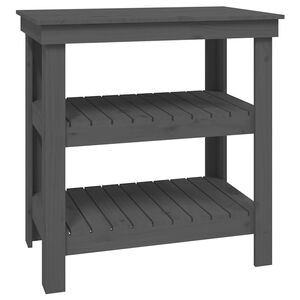 vidaXL Banco de trabajo de madera maciza de pino gris 78,5x50x80 cm