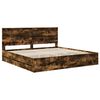 vidaXL Estructura de cama Roble ahumado 200 x 200 cm Madera Ingenieril