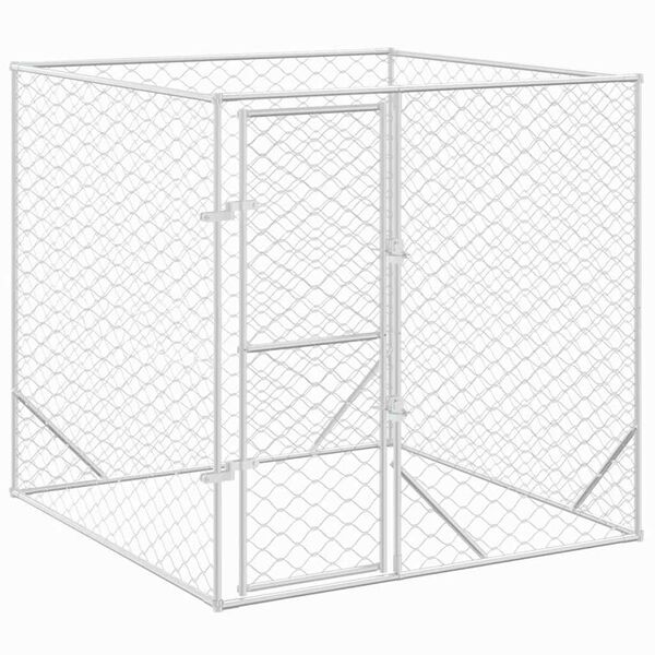 vidaXL Perrera de exterior acero galvanizado plateado 2x2x2 m