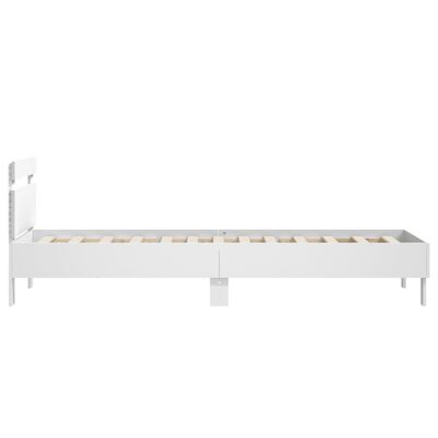 vidaXL Estructura de cama con cabecero y luces LED blanco 75x190 cm