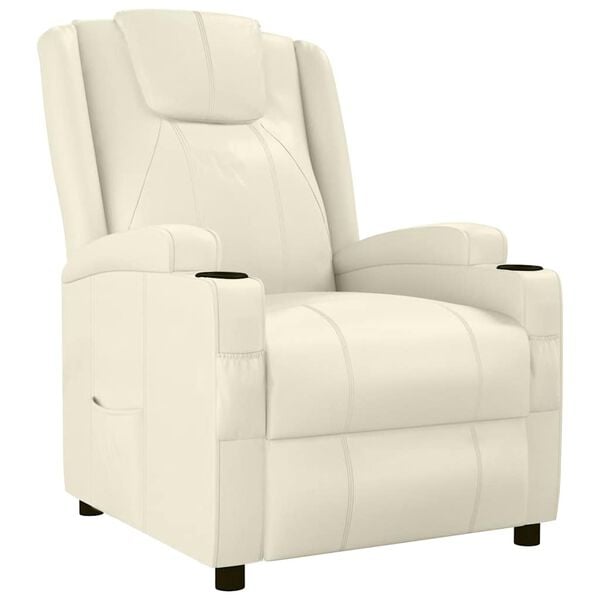 vidaXL Sill&oacute;n reclinable de cuero sint&eacute;tico blanco crema