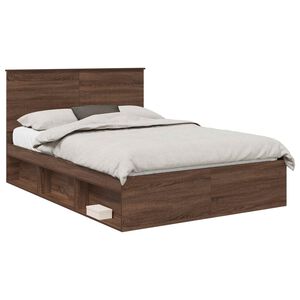 vidaXL Estructura de cama con cabecera Roble Marr&oacute;n 140 x 200 cm