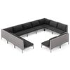 vidaXL Sof&aacute;s de jard&iacute;n 11 pzas y cojines rat&aacute;n sint&eacute;tico gris oscuro