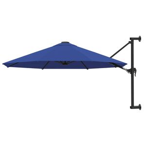 vidaXL Sombrilla de pared con palo de metal azul 300 cm
