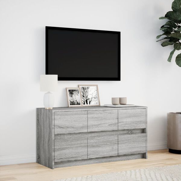 vidaXL Mueble de TV con LED madera ingeniería gris Sonoma 100x34x50 cm