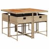 vidaXL Set comedor de jard&iacute;n 5 pzas con cojines rat&aacute;n sint&eacute;tico beige