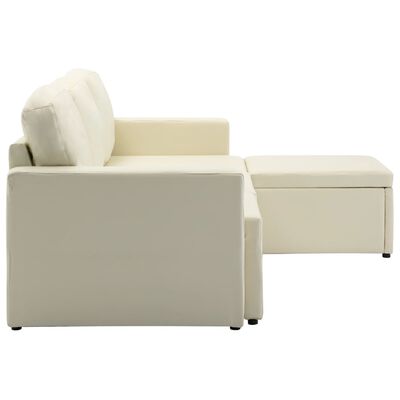 vidaXL Sofá cama modular de 3 plazas cuero sintético color crema