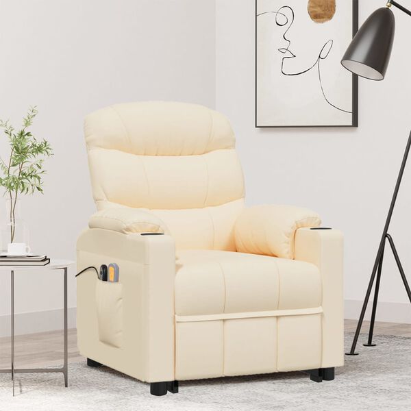 vidaXL Sill&oacute;n de masaje elevable tela color crema