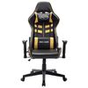 vidaXL Silla de gaming de cuero sint&eacute;tico negro y dorado