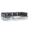 vidaXL Juego de muebles de jard&iacute;n 7 piezas acero con cojines blanco
