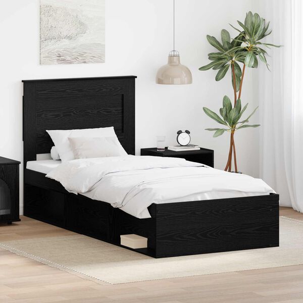 vidaXL Estructura de cama Negro 90 x 200 cm Madera de pino macizo
