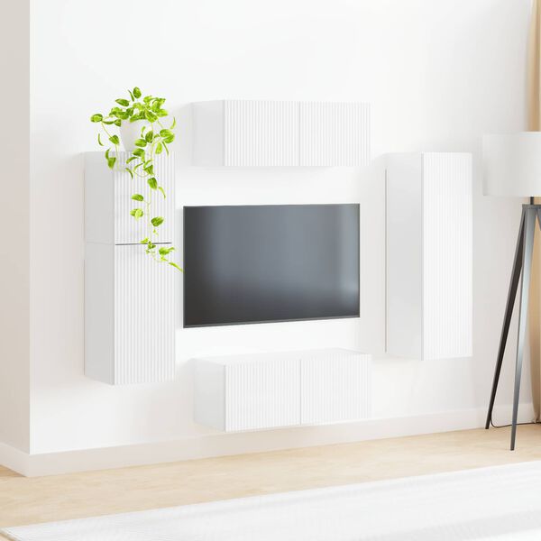 vidaXL Conjunto de mueble de TV 4 pcs brillante Madera de ingenier&iacute;a
