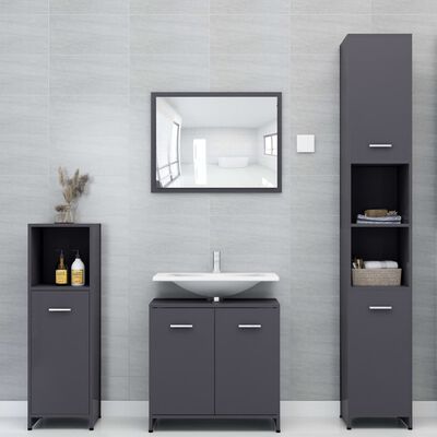 vidaXL Armario de cuarto de baño aglomerado gris 30x30x95 cm