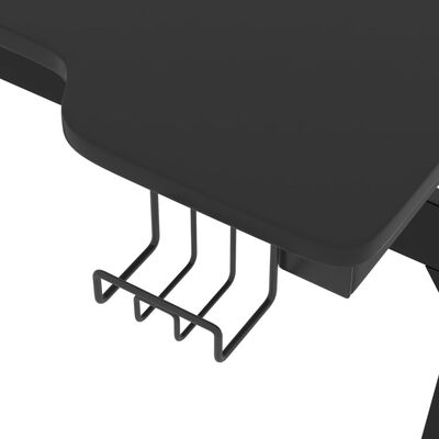 vidaXL Escritorio gaming con LED patas en forma Z negro 90x60x75 cm