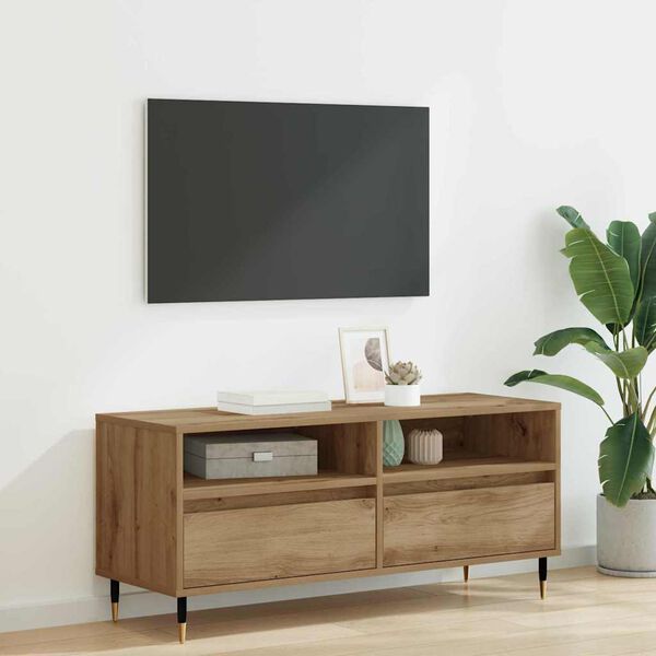 vidaXL Gabinete de TV con cajón Roble artesanal 100 x 34,5 x 44,5 cm