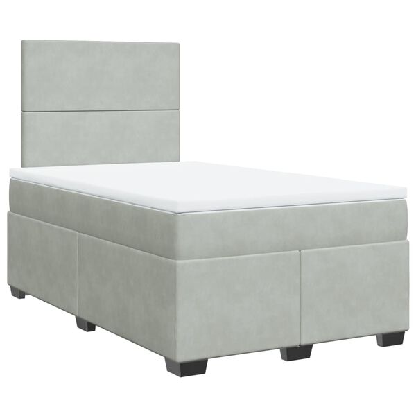 vidaXL Cama box spring con colch&oacute;n terciopelo gris claro 120x190 cm
