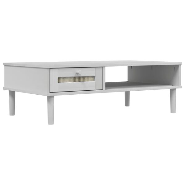 vidaXL Mesa de centro SENJA aspecto ratán madera blanco 100x55x33 cm