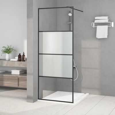 vidaXL Mampara de ducha vidrio ESG semiesmerilado negro 80x195 cm