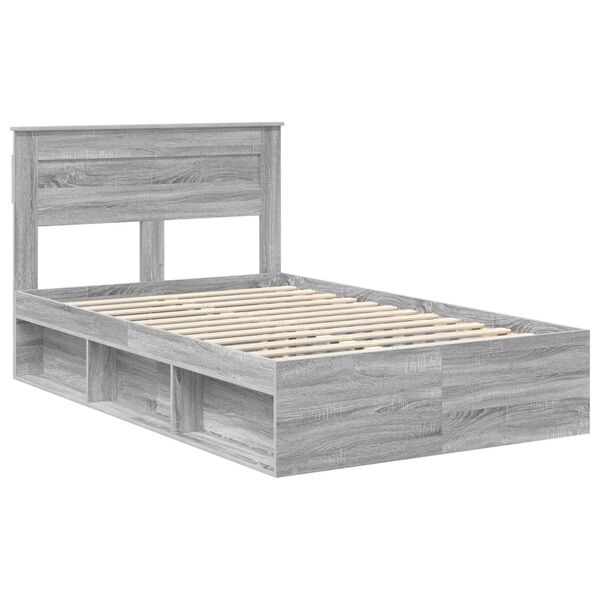 vidaXL Estructura de cama con cabecera Gris Sonoma 120 x 200 cm