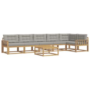 vidaXL Conjunto de sof&aacute;s de exterior 7 uds. Blanco y Gris Claro