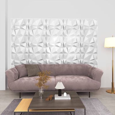 vidaXL Paneles de pared 3D 12 unidades blanco diamantes 3 m² 50x50 cm