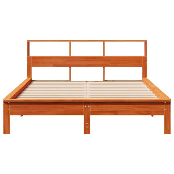 vidaXL Cama sin colchón madera maciza pino marrón cera 150x200 cm