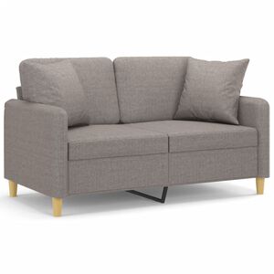 vidaXL Sof&aacute; de 2 plazas con cojines tela gris taupe 120 cm