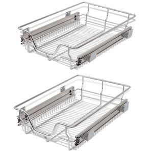 vidaXL Bandejas de alambre extra&iacute;bles 2 uds plateado 400 mm