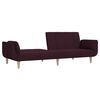 vidaXL Sof&aacute; cama 2 plazas con reposapi&eacute;s y dos cojines tela morado