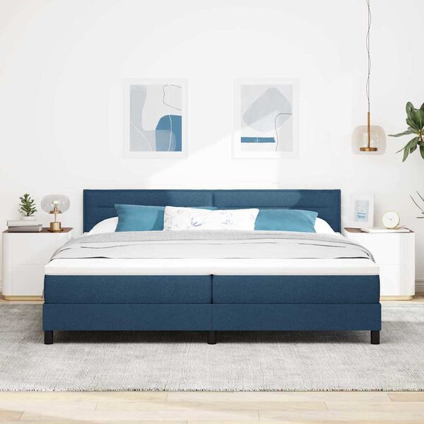 vidaXL Cama tipo Box Spring con colch&oacute;n Azul 200 x 200 cm tela