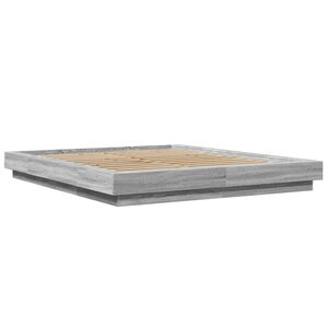 vidaXL Estructura cama con luces LED madera gris Sonoma 150x200 cm