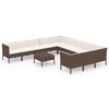 vidaXL Set muebles de jard&iacute;n 12 pzas y cojines rat&aacute;n sint&eacute;tico marr&oacute;n