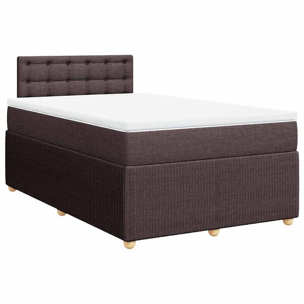 vidaXL Cama box spring con colch&oacute;n tela marr&oacute;n oscuro 120x190 cm