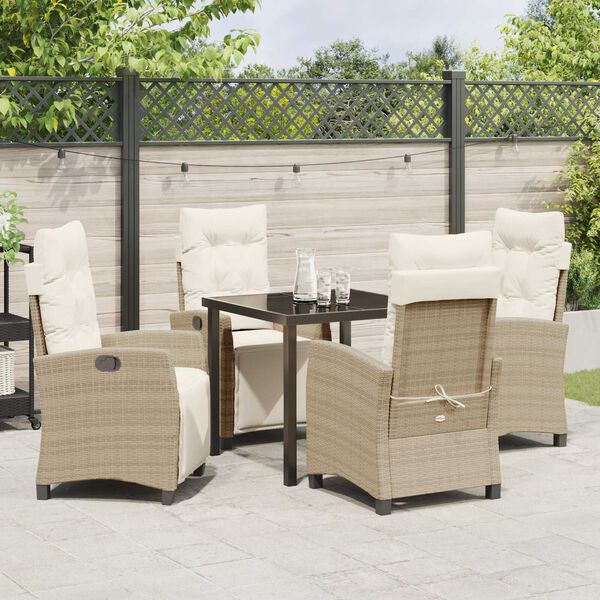 vidaXL Conjunto de Comedor de Jard&iacute;n 5 pcs Beige rat&aacute;n sint&eacute;tico