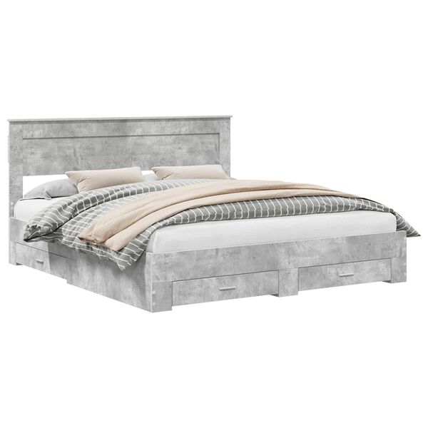 vidaXL Estructura de cama con cabecera Gris Concreto 180 x 200 cm