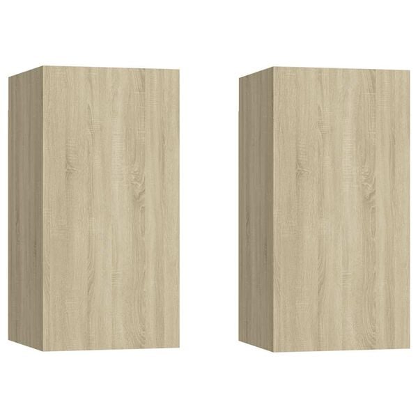 vidaXL Mueble de TV 2 uds madera contrachapada roble 30,5x30x60 cm