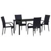 vidaXL Conjunto de Comedor de Jard&iacute;n 5 pcs Negro